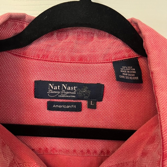 Nat Nast Luxury Originals Silk Blend Hawaiian Camp Shirt Light Red Mens Size L - Picture 2 of 5